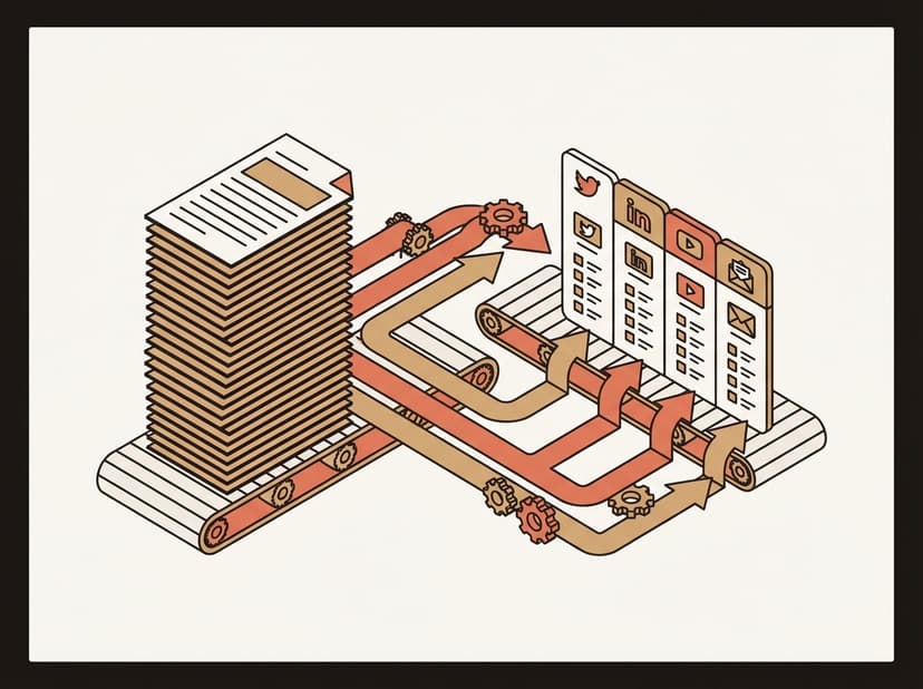 20 Articles → 100 Platform Posts in 15 Minutes illustration