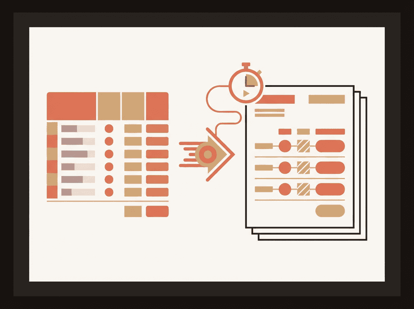 Time Tracking → 30 Invoices in 5 Minutes illustration